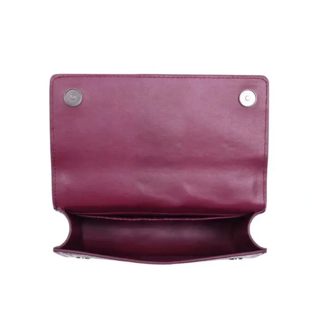 Kurt Geiger London Shoreditch Croc Leather Chunky Chain Bag Wine Red NWT - Picture 4 of 8